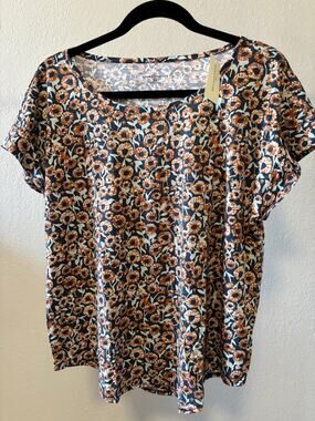 L.L. Bean Signature Floral Tee Top Women’s Size XL New